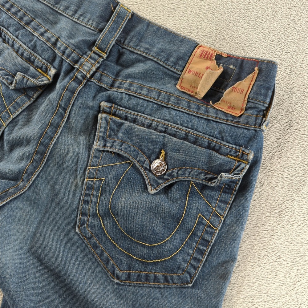 Vintage True Religion Cut Off Shorts Mens 34 Blue Billy Raw Frayed Hem USA - Picture 5 of 11